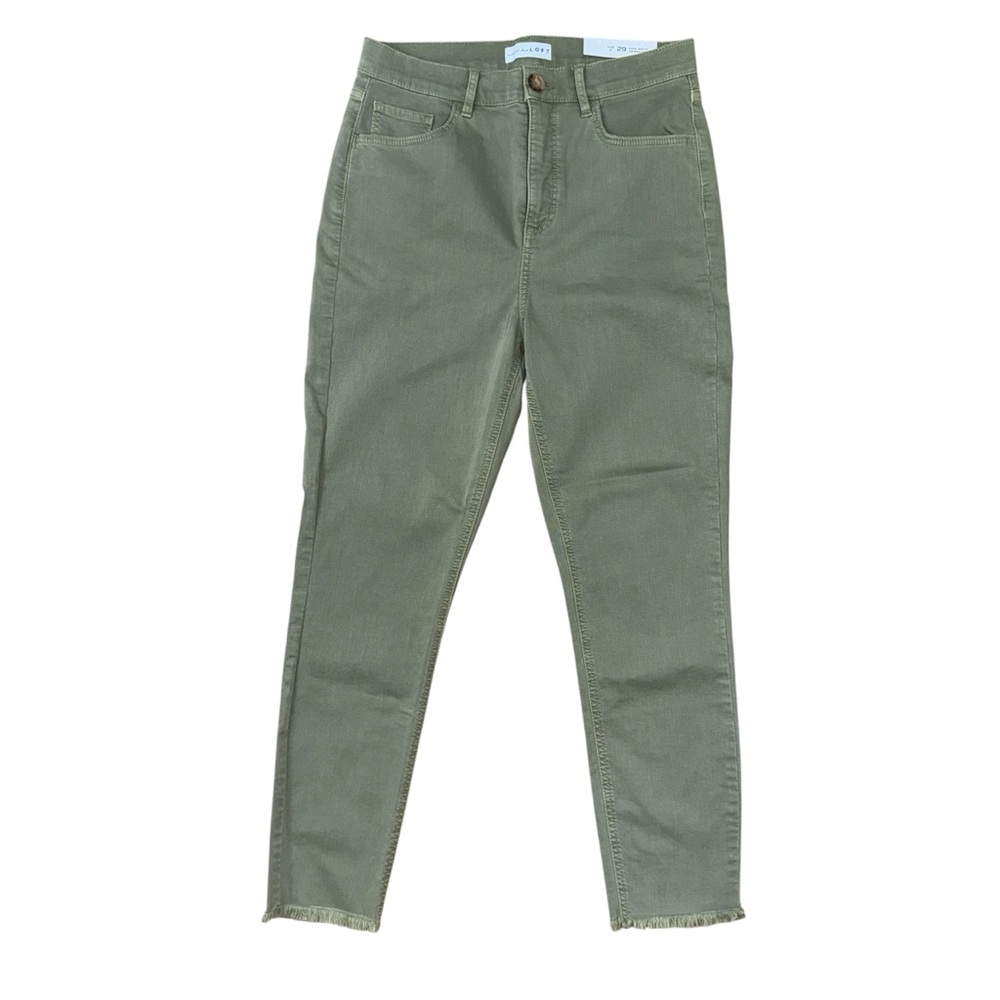 LOFT High Waist Skinny Crop Pants Olive Green Size 29/8 NWT